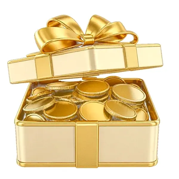 Gift box with coins — SlotsCharm